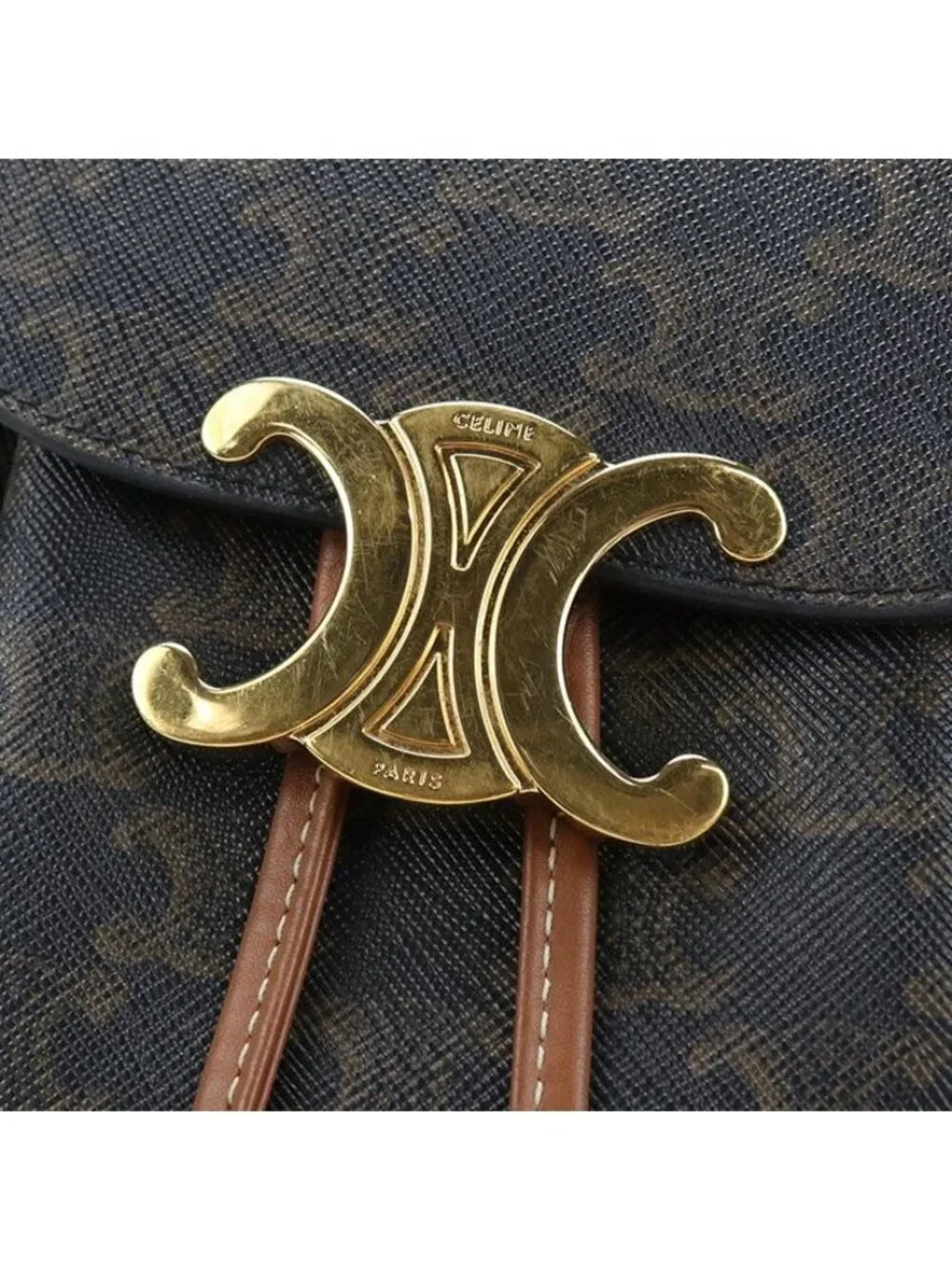 Celine Bonnie Triomphe Canvas Backpack Leather